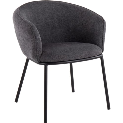 Ashland Dining Chair in Charcoal Gray Fabric & Black Steel